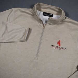 Under Armour Pullover 1/4 Zip XL Beige XL Jackson Hole Wyoming Embroider